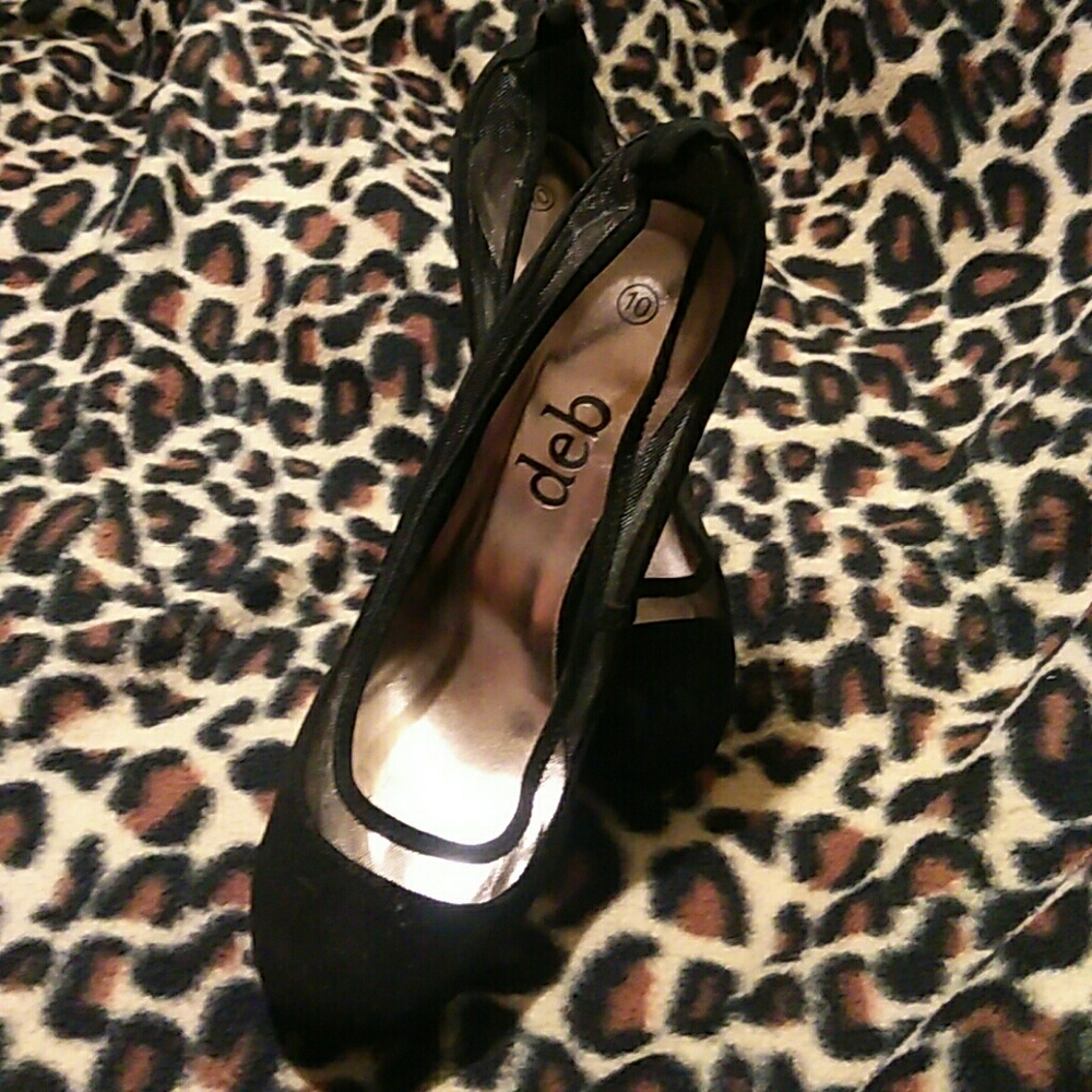 Black and black lace heels